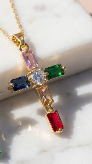 Crystal Cross Symbolic Pendant Necklace