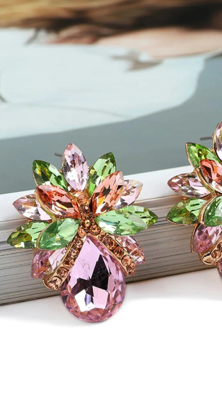 Teardrop Statement Crystal Stud Earrings