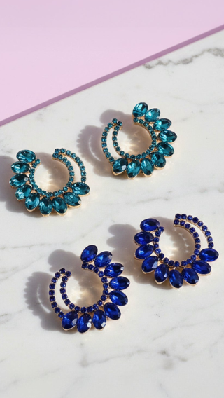Hollow Curved Crystal Stud Earrings