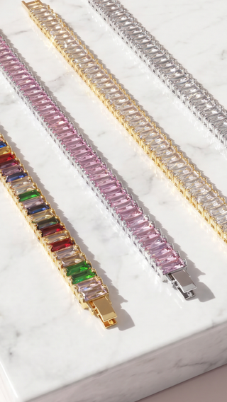 Baguette Cut Couture Crystal Tennis Bracelet