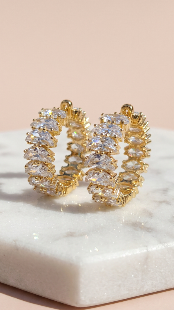 Baguette Cut Crystal Huggie Earrings