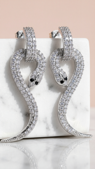 Pavé Crystal Snake Drop & Dangle Earrings