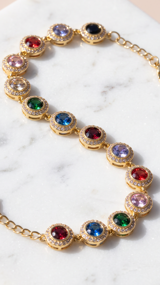 Gold Plated Brilliant Cut Crystal Tennis Bracelet