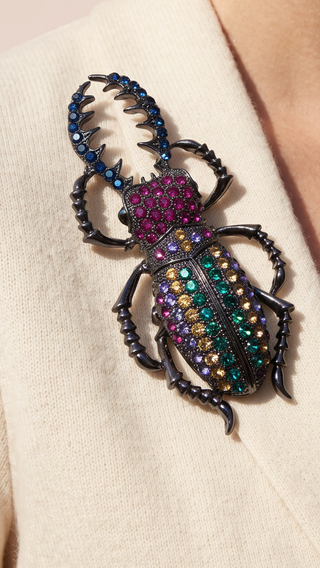 Bejeweled Stag Beetle Statement Brooch Pin