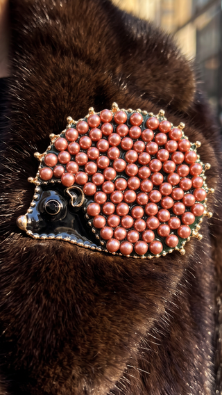 Pearl Jewelled Hedgehog Brooch Pin