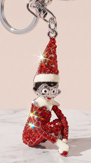 Christmas Elf On A Shelf Crystal Keyring & Bag Charm
