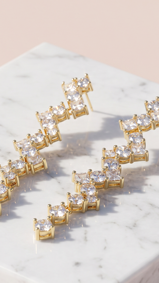 Zig Zag Crystal Drop & Dangle Statement Earrings