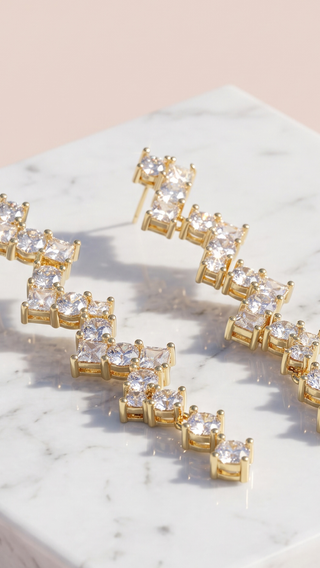 Zig Zag Crystal Drop & Dangle Statement Earrings