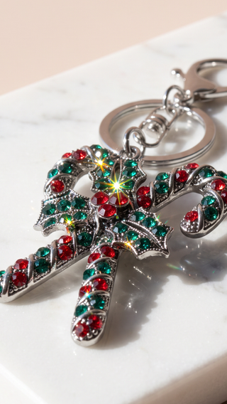 Candy Cane Festive Key Ring & Bag Charm