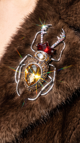 Scarab Beetle Crystal Statement Brooch Pin