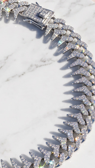 Pavé Cuban Link Thorn Spike Curb Chain Necklace