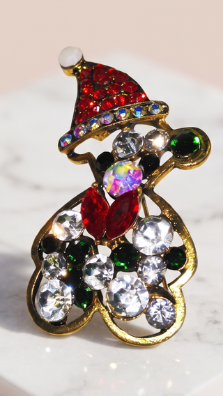 Teddy Bear Christmas Festive Brooch Pin