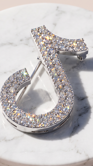 Music Note Crystal Brooch Pin