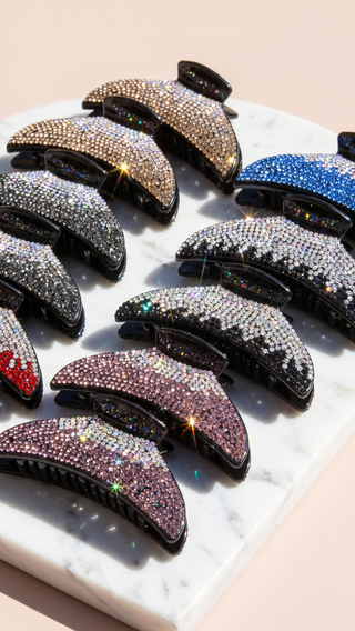 Pack of 12 Gradient Crystal Hair Claw Clamps