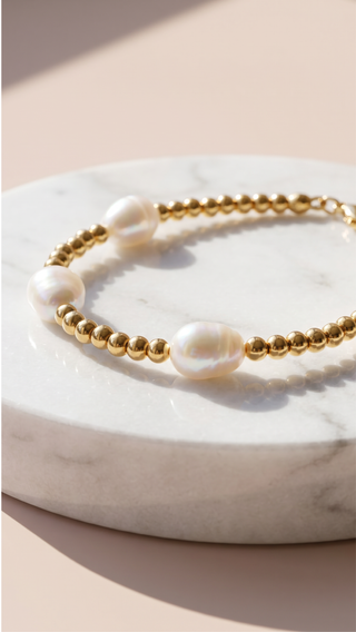 Fresh Water Pearl Gold Plated Beaded Bracelet