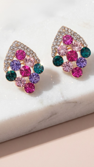 Geometric Statement Crystal Stud Earrings