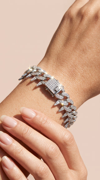 Iced Out Jagged Spiked Cuban Chain Bracelet