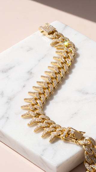Iced Out Jagged Spiked Cuban Chain Bracelet