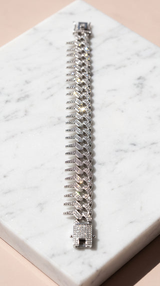 Iced Out Jagged Spiked Cuban Chain Bracelet