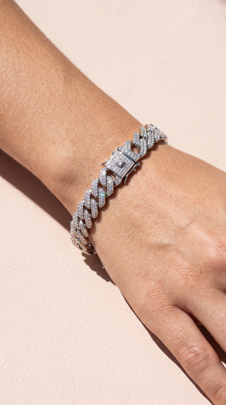 Pavé Prong-Set Square Link Cuban Bracelet