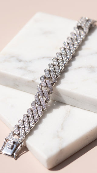 Pavé Prong-Set Square Link Cuban Bracelet
