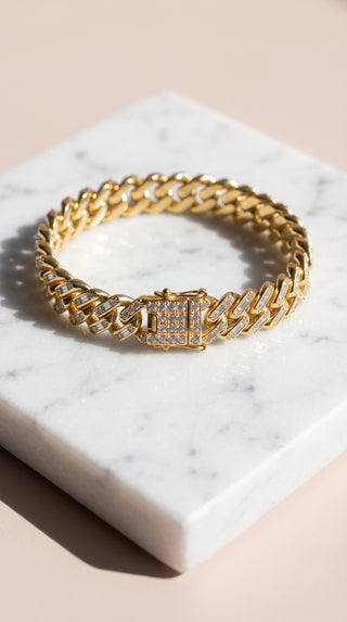 Pavé Prong-Set Square Link Cuban Bracelet