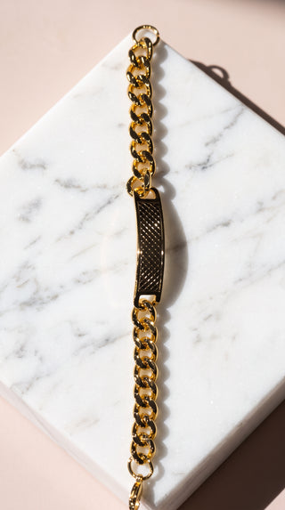 Stainless Steel Mesh ID Plaque Curb Chain Bracelet