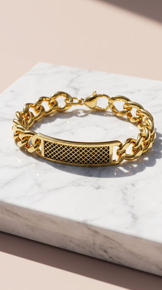 Stainless Steel Mesh ID Plaque Curb Chain Bracelet