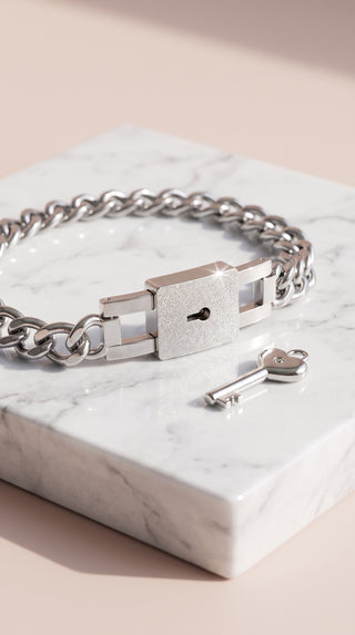 Lock & Key Couples Matching Link Bracelet Set