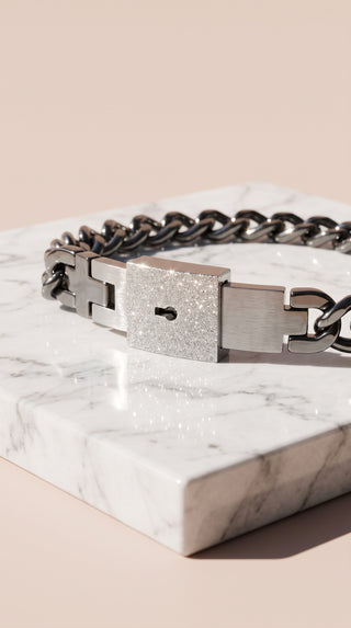 Lock & Key Couples Matching Link Bracelet Set