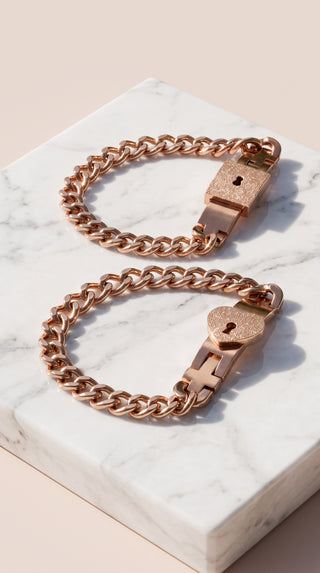 Interlocking Lock & Heart Couple Bracelet Set