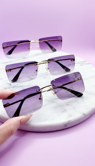 Rectangular Frame Rimless Sunglasses Box of 20