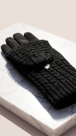 Pack Of 12 Convertible 2 in 1 Knit Gloves & Fold Over Mitten