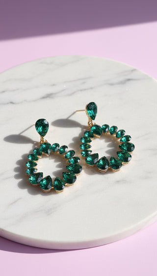 Round Hoop Crystal Drop & Dangle Earrings