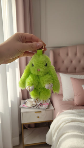 Mini Plush Fluffy Bunny Rabbit Key Ring & Bag Charm