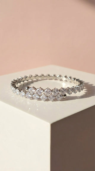 Stretchy Square Cut Crystal Snap On Cuff