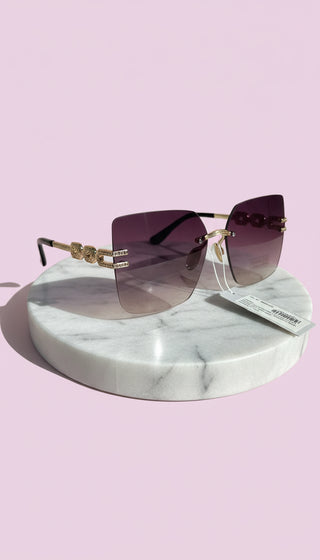 Rimless Gradient Gold Accent Sunglasses Box of 12