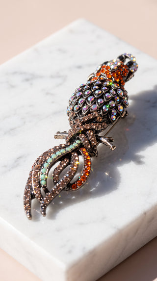 Parakeet Crystal Brooch Pin