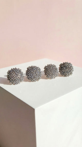 Rounded Crystal Non Pierced Clip On Earrings