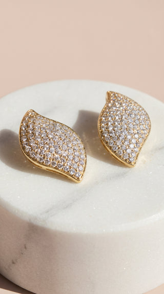 Curved Micro Crystal Stud Earrings