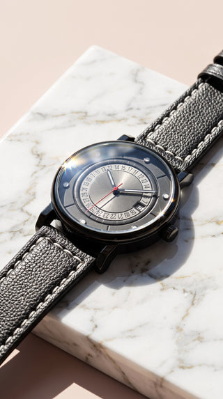 Classic Black Leather Look Watch