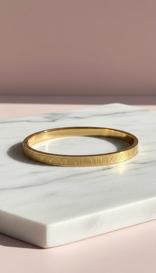 Roman Numeral Stainless Steel Stacking Bangle