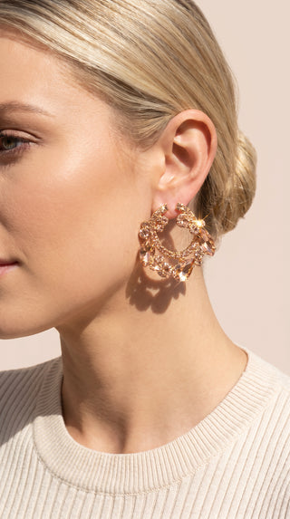Curved Statement Crystal Stud Earrings