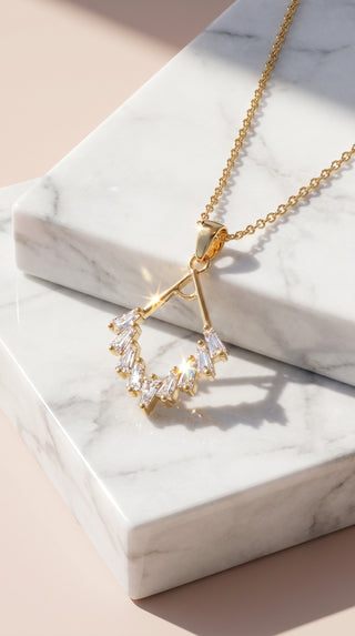 Baguette Cut Crystal Pendant Necklace