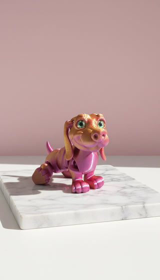 3D Printed Articulated Fantasy Sausage Dog Figurine: Bioplastic