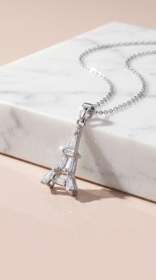 Eiffel Tower Crystal Pendant Necklace