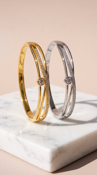 Crystal Gold Plated Stacking Bangle