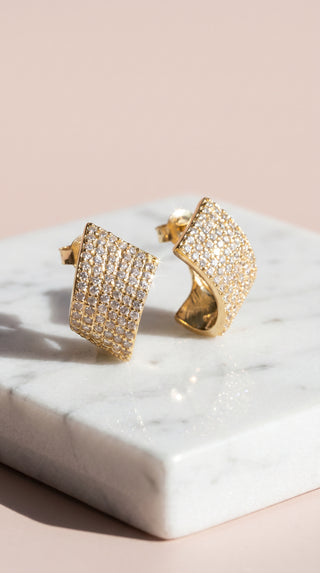 Micro Pavé Curved Crystal Stud Earrings
