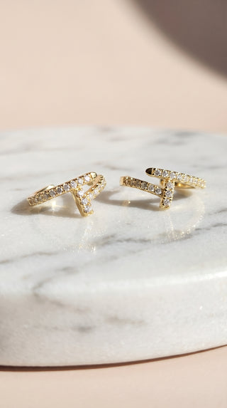 Nail Huggie Hoop Crystal Stud Earrings