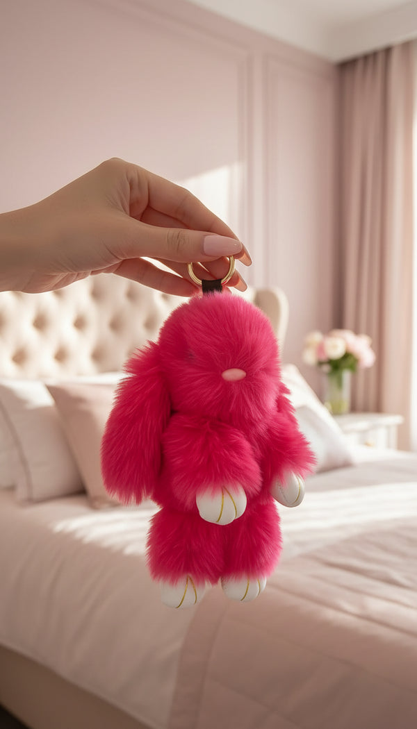 Plush Fluffy Bunny Rabbit Key Ring & Bag Charm
